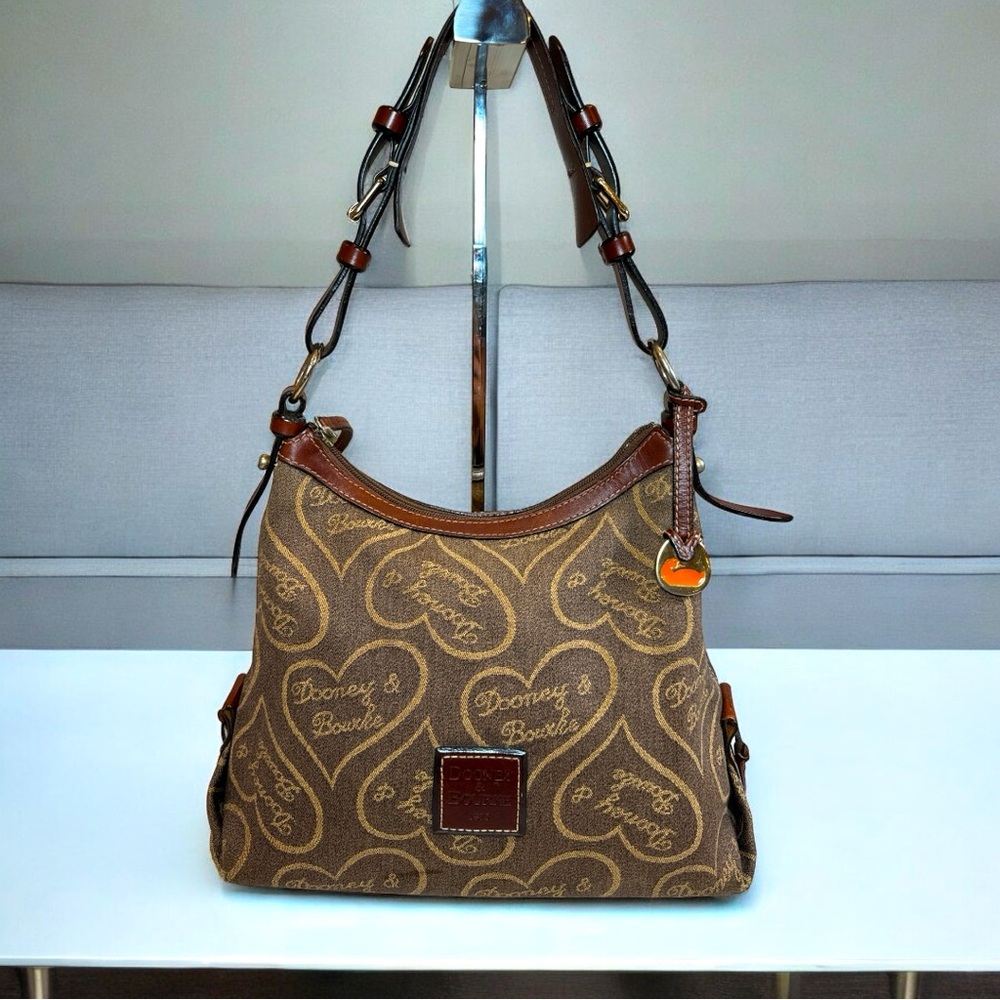 Dooney & Bourke Vintage Hobo Heart Printed Shoulder Bag with Orange Duck…